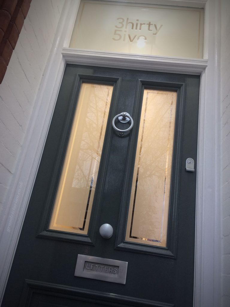 Victorian front door with bespoke etched glass
