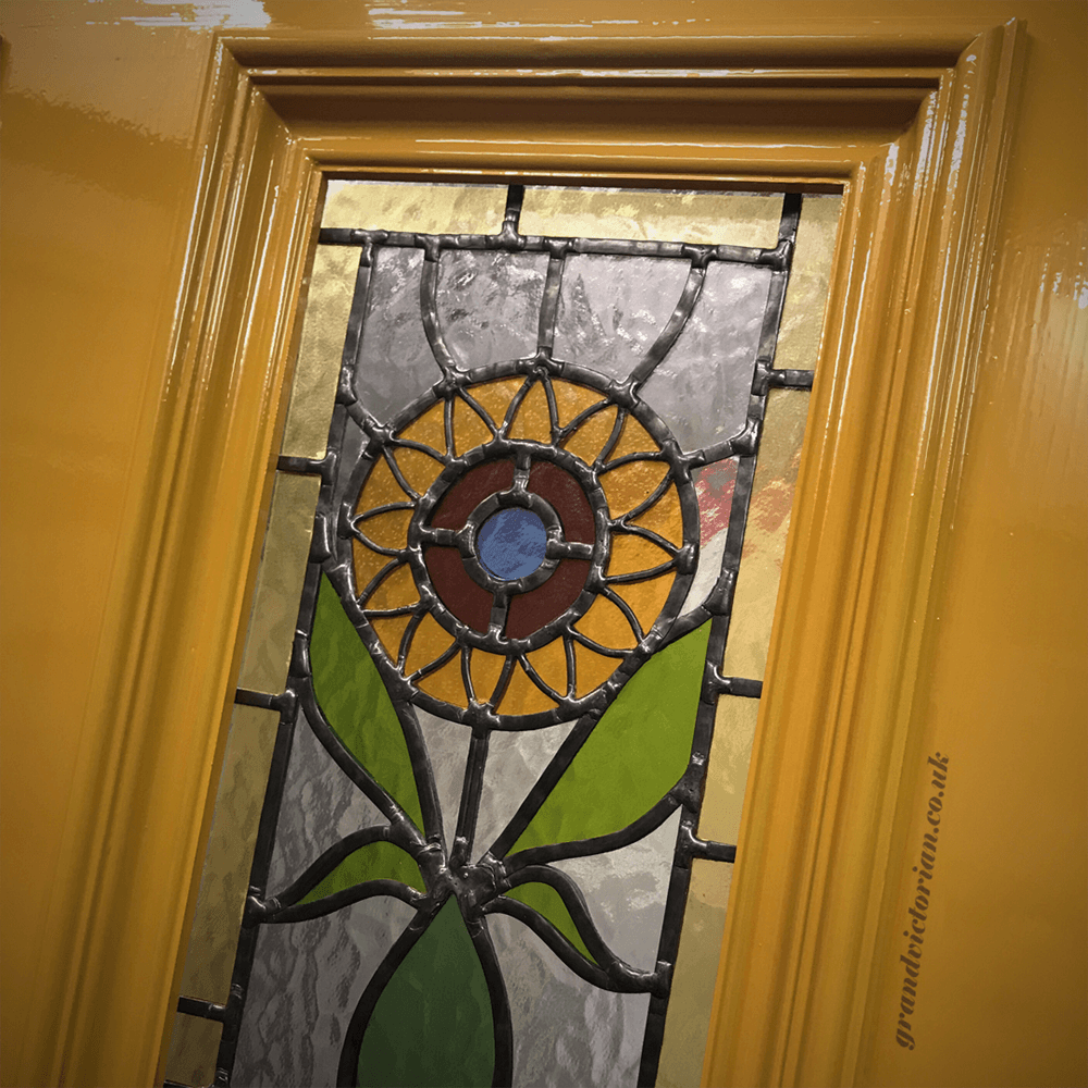 Sunflower leaded glass design for a period front door