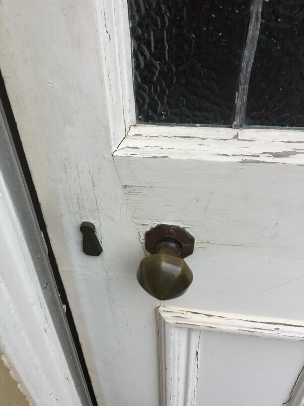 Georgian door knob before restoration