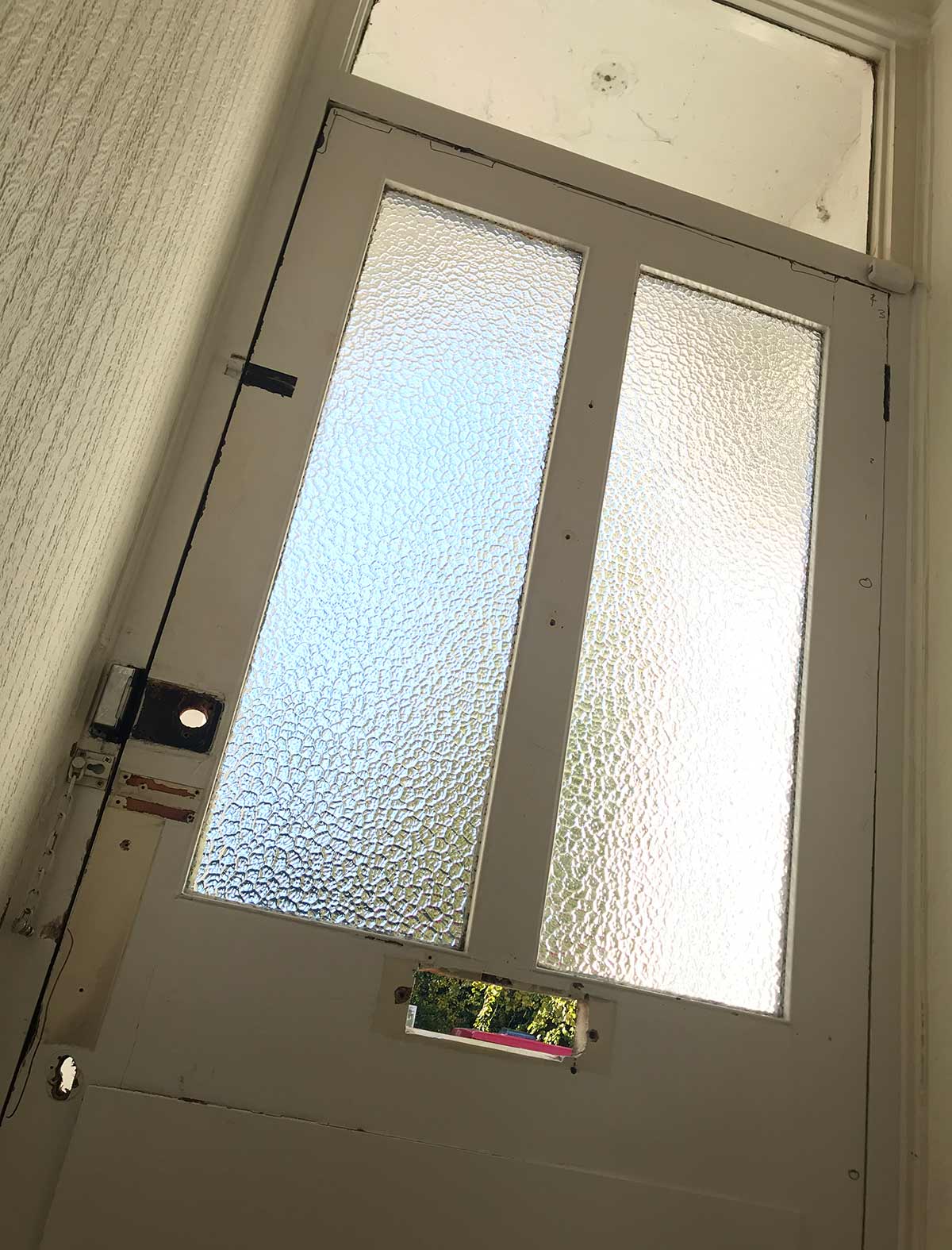 Cheap glass panels in the Victorian front door Cheap glass panels in the Victorian front door