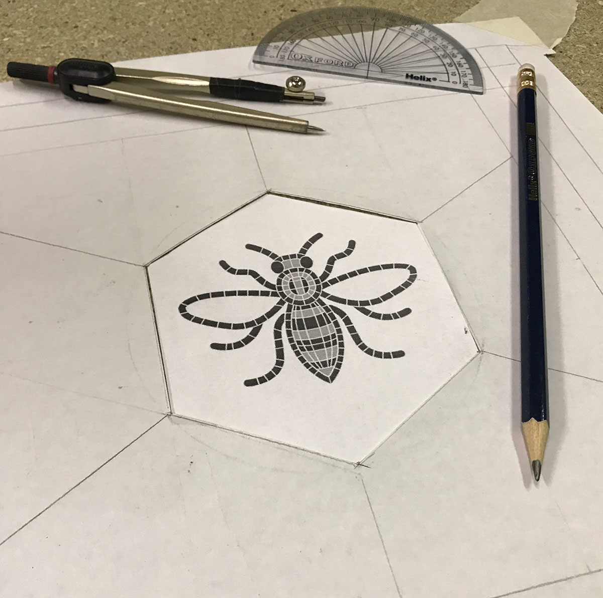 Designing-Manchester-Bee-leaded-glass Designing Manchester Bee leaded glass