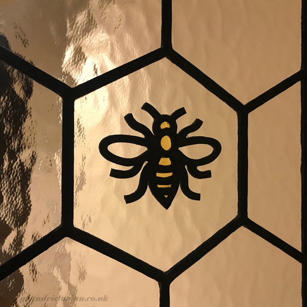 The Manchester Bee in leaded glass