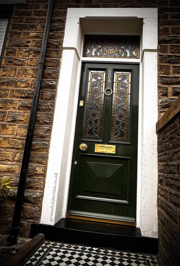 New Victorian wooden front door with stained glass in Glossop - 22ask137an