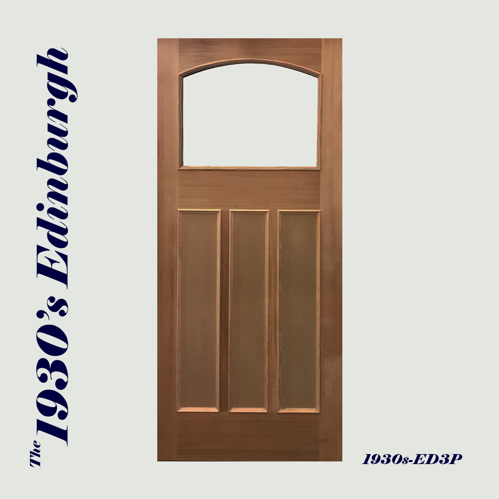 Bespoke hardwood 1930's Edinburgh front door made to measure, unpainted, ready to fit.