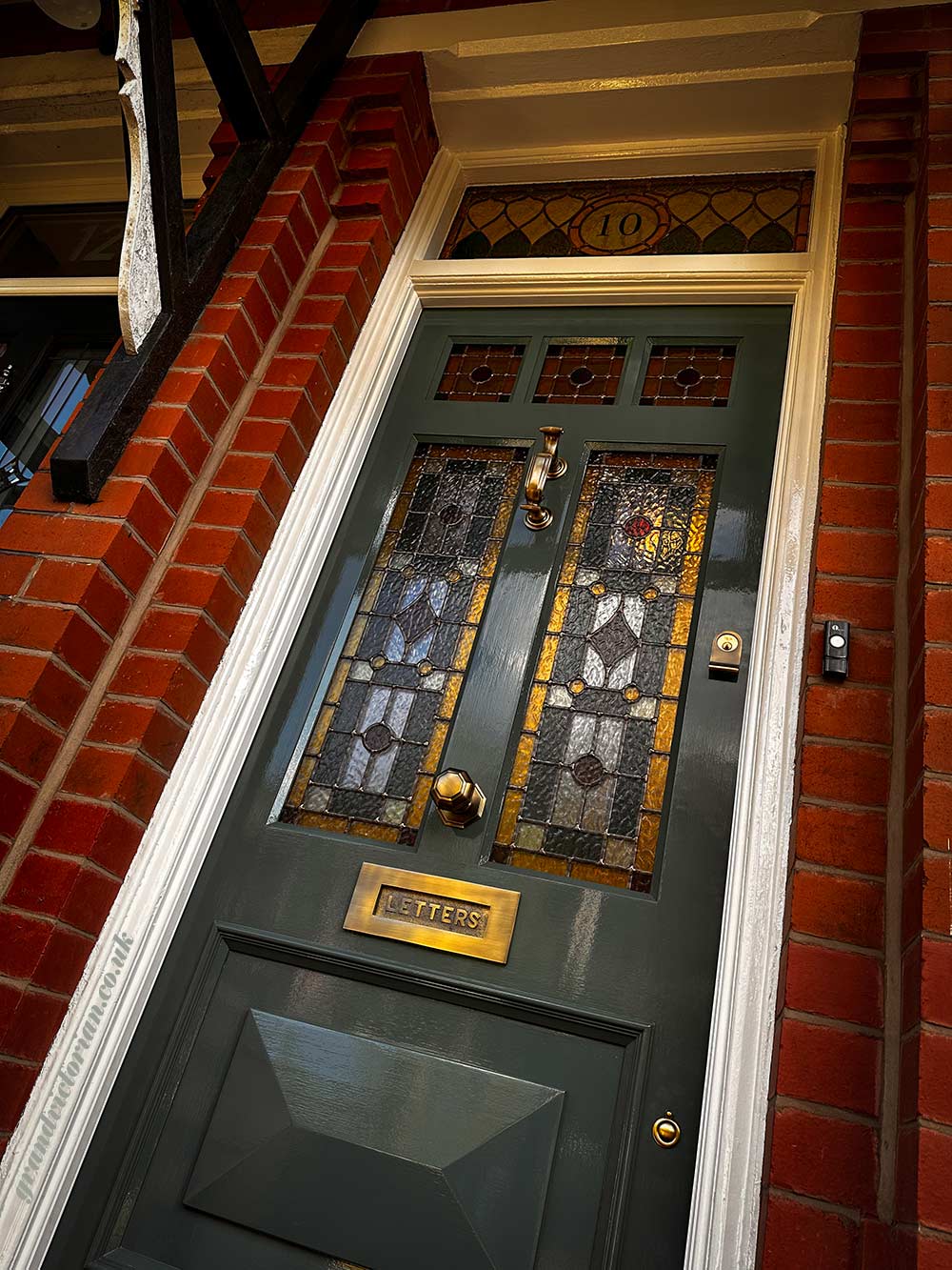 An Edwardian front door with leaded glass, painted and fitted in Chorlton