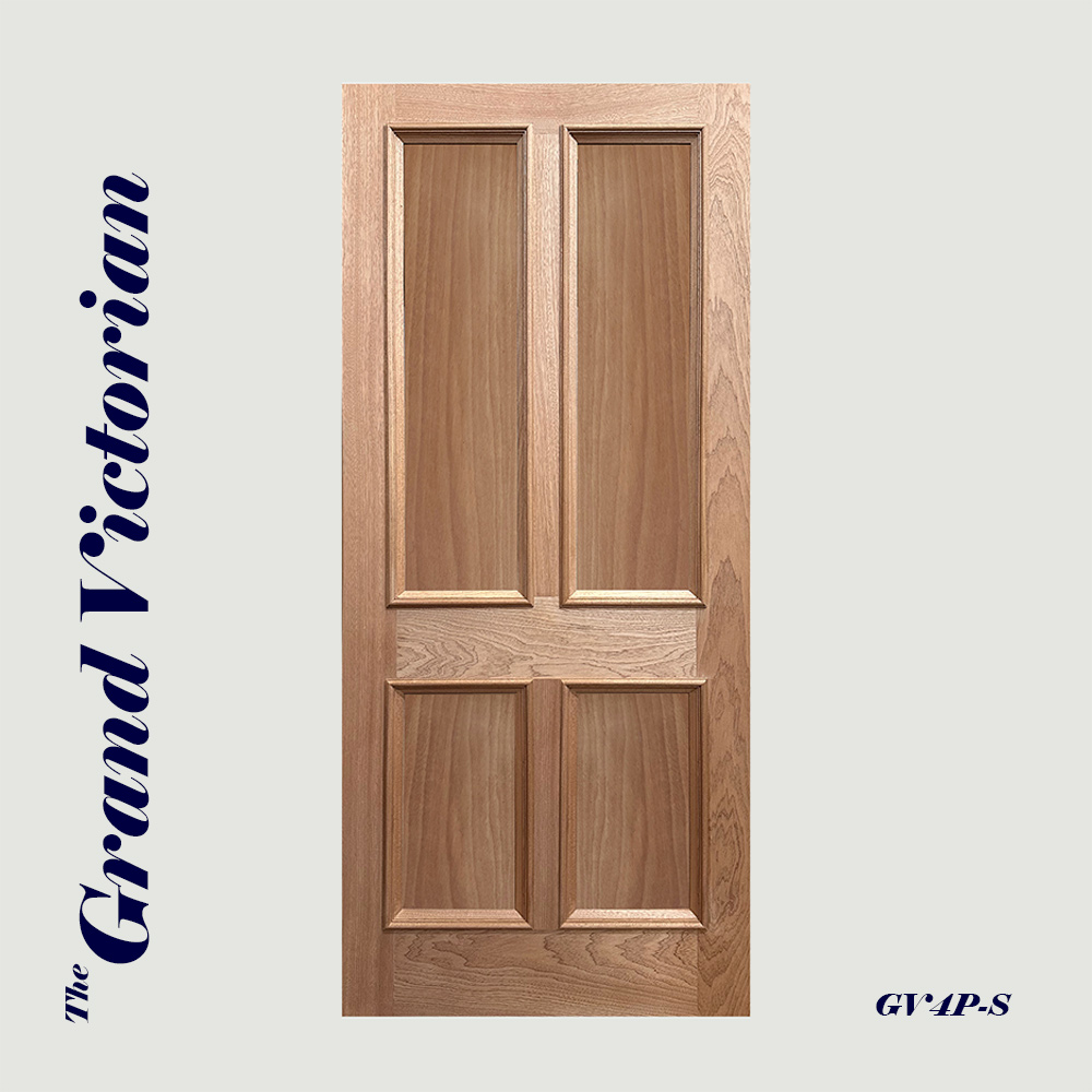 Grand Victorian solid panel hardwood front door, unpainted