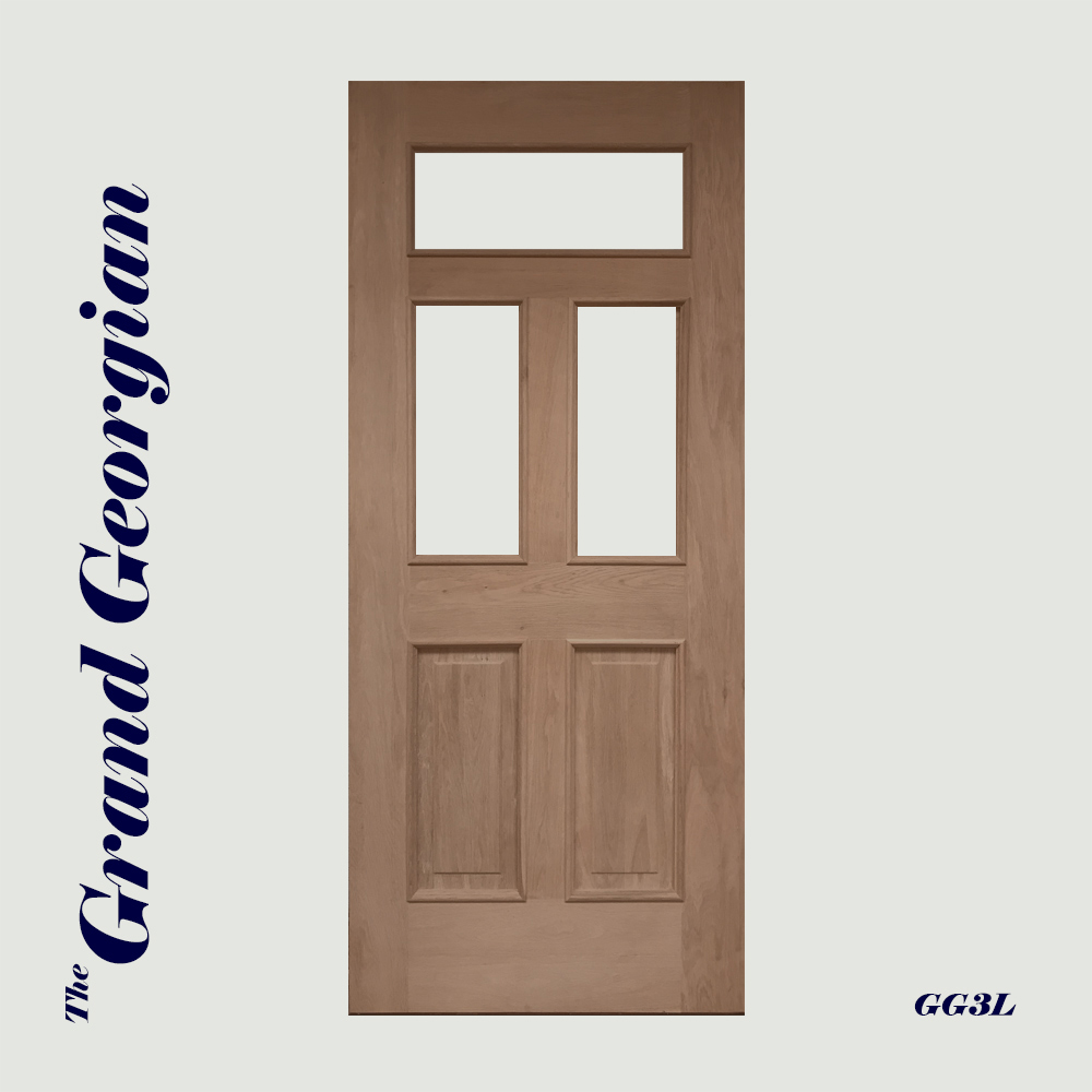 Grand Georgian three-light hardwood front door, unpainted and ready to fit